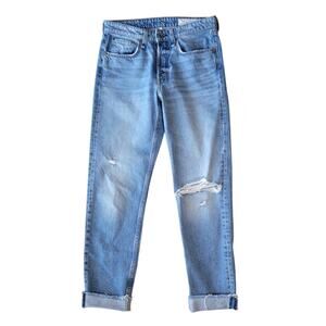 Rag & Bone Rosa Mid-Rise Boyfriend Jones Relaxed Fit Mid Indigo Jean 25